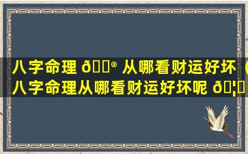 八字命理 💮 从哪看财运好坏（八字命理从哪看财运好坏呢 🦟 ）